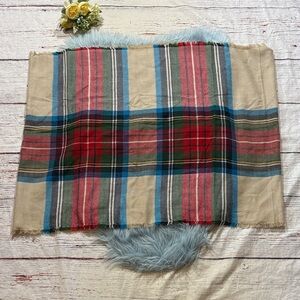 Nordstrom Plaid Infinity Scarf Turquoise Blue Tan Red